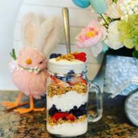 Yogurt Parfait · Greek vanilla yogurt with fresh seasonal berries and granola.