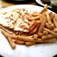 Chicken, Onions Cheese Quesadilla · Served with choice of side.
