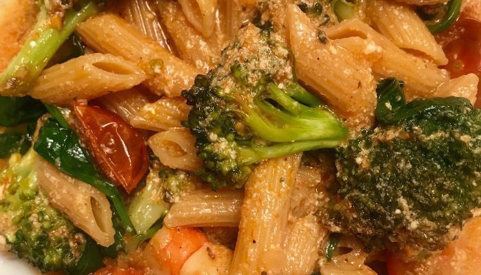 Pasta Primavera · Mixed vegetables with choice of sauce. Served with salad, bread and Parmesan cheese and choice of pasta.