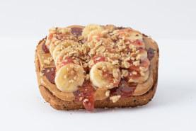 PB & Chia Jam Toast · Whole Grain Bread, Peanut Butter, Sliced Banana, Strawberry Chia Jam, Granola