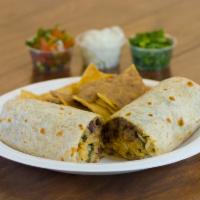 Burritos · Comes with your choice of meat, rice, beans, onions, and cilantro.