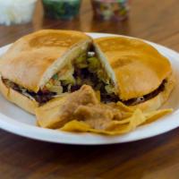 Tortas · Meat sandwich with your choice of meat. Prepared with lettuce, tomatoes, and guacamole.