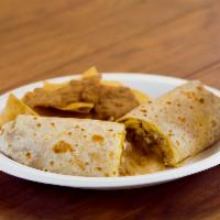 Breakfast Burrito · Comes with scrambled eggs, potatoes, beans, and cheese.