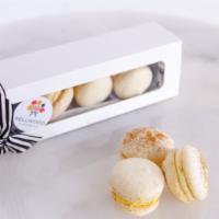 French Macarons · 6 French macaroons made fresh in house by our baker. Flavors change each month and are seaso...