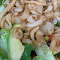 BBQ Ranch Salad · Avocado, tomato, corn, black beans, cucumbers, romaine topped with crispy fried onions and B...