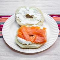 Bagel with Cream Cheese  · Boiled and baked round bread roll.