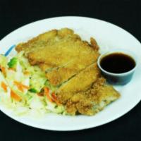 8. Chicken Katsu · Breaded and deep fried chicken served with steamed rice and veggie.