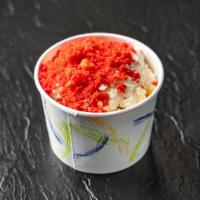 Esquite with Hot cheetos · Comes with mayo, cheese, Chile powder, and hot Cheetos or Takis powder