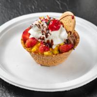Funnel Cake with Ice Cream Toppings · Comes with  2 choices of ice cream, 2 choices of fruit, whip cream, syrup(choc, strawberry o...