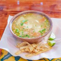 Bowl of Chicken Tortilla Soup · Soup made with fried corn tortilla and seasoned tomato broth. Poultry.