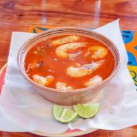 Caldo de Camaron · Our special shrimp soup.