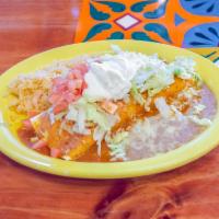 Burrito Special · 1 burrito with shredded chicken or grounded beef. Topped with lettuce, sour cream, tomatoes ...