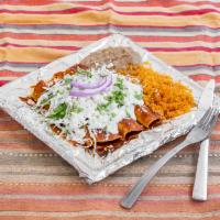 Enchilada Plate · 3 enchiladas, served with a side of rice and beans cheese sour cream