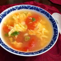 Tomato Clear Egg Drop Soup · Large size.