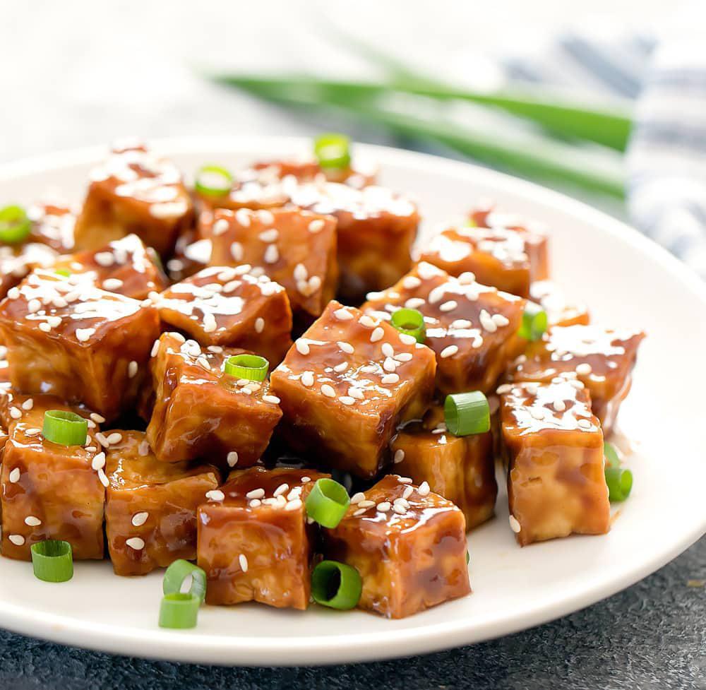 Sesame Tofu · Served with broccoli. Hot and spicy.