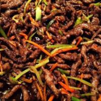 Shredded Beef Szechuan · With celery and carrots.