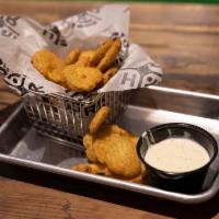 Fried Pickles · Ranch or jalapeno ranch dipping sauce.