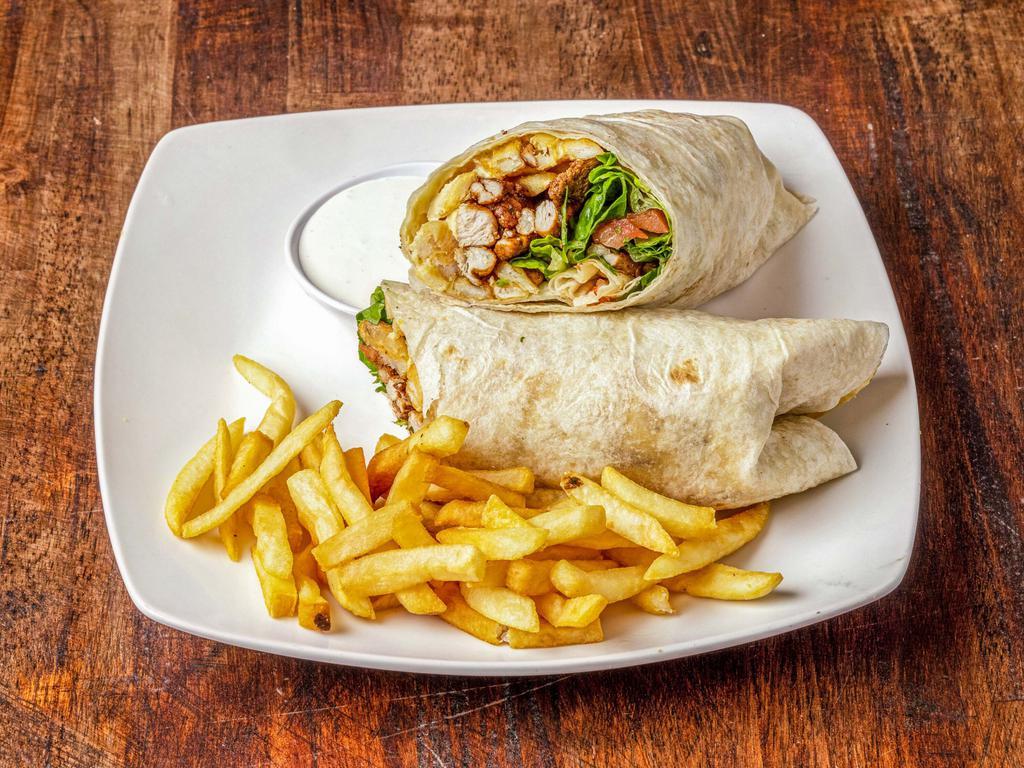 Chicken Wrap · A rolled filled tortilla or flatbread. 
