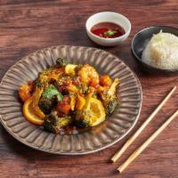 136. Shrimp Broccoli with Garlic Sauce · With white rice. Hot and spicy.