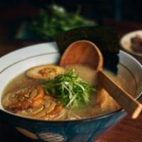 Shio Ramen · Light, salt-based chicken broth infused with yuzu and togarashi. Served with straight noodle...