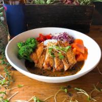 Tonkatsu Curry Don (pork) · Panko breaded and fried pork cutlet with a flavorful brown curry sauce over Japanese short-g...