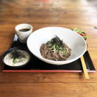 Tororo Hot Soba · Finely chopped raw mountain yam blended with ume puree, and shiso leaves. Served chilled alo...
