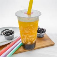 Passion Fruit Tea 24oz  · Jasmine Green Tea with Passion Fruit flavor Comes Standard with Tapioca Pearls.