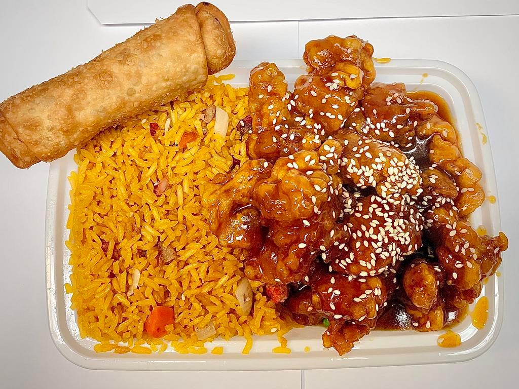 C9. Sesame Chicken · Served in a sweet sauce served with sesame seeds. Poultry. 