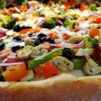 Veggie Supreme Pizza · Spinach, broccoli, mushroom and tomato.