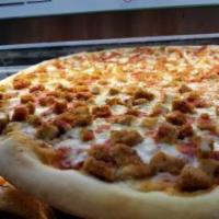 BBQ Chicken Pizza · Mozzarella cheese with grilled chicken marinated with BBQ sauce.