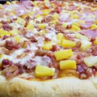 Hawaiian Pizza · Diced pineapple with ham.