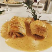 Stuffed Sole · Stuffed filet Sole with Crab & Lobster Sauce
. 