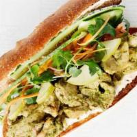 Thai Roast Chicken Sandwich. · Served with cucumber, pickled carrots, cilantro and chili yogurt. On bread baked fresh daily...