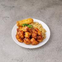 C18. General Tso's Chicken Combination Plate · White meat. Hot and spicy.