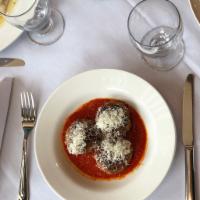 Meatballs · Old school style pork, veal & beef, tomato sauce, pecorino
