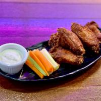 Fried Chicken Wings · 6 pieces. With Ranch dressing.