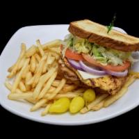 29. Grill Chicken Breast Burger Swiss with Fries · 