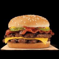 Double Bacon Cheeseburger · Burger comes with Lettuce, Tomato, Onion, Pickle, Mayo & Ketchup