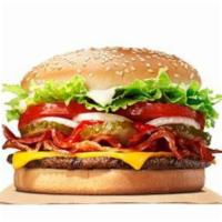 Beef Bacon Cheeseburger Combo · Includes french fries and a free can soda. Burger comes with Lettuce, Tomato, Onion, Pickle,...