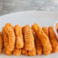20 Pc Chicken Strips Combo · Includes french fries and a free can soda.