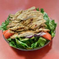 Caesar Salad with Grilled Chicken · Tossed with classic Caesar salad dressing and topped with croutons. 