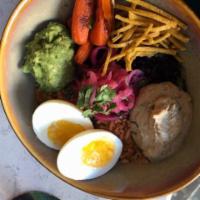 Xica Bowl · Mexican rice, whole black beans, 7 minute egg, guacamole, chile roasted carrots, sikil p'ak,...