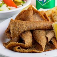 Beef and Lamb Gyro Platter · All natural, marinated and cooked to perfection on char-broiler or rotisserie. Served with c...