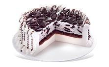 Oreo Blizzard Cake · Oreo cookie pieces, fudge and crunch center layered with creamy Dairy Queen vanilla soft ser...