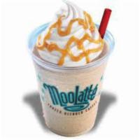 Caramel MooLatte Frozen Blended Coffee · Coffee and caramel blended with creamy Dairy Queen vanilla soft serve and ice, and garnished...