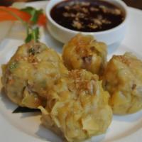 4 Dumplings · Steamed dumplings choice of vegetables or shrimps and chicken with soy vinaigrette dip.