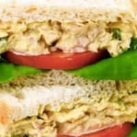 Tuna Salad Sandwich · Albacore tuna salad (made with mayonnaise, red onions, celery, and spices) paired with tomat...