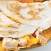 Chicken Quesadilla · Grilled chicken, cheddar cheese, with a side of house salsa and sour cream.