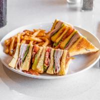 The Clubhouse · Toasted triple-decker on your choice of bread with country ham, house-roasted turkey, crisp ...
