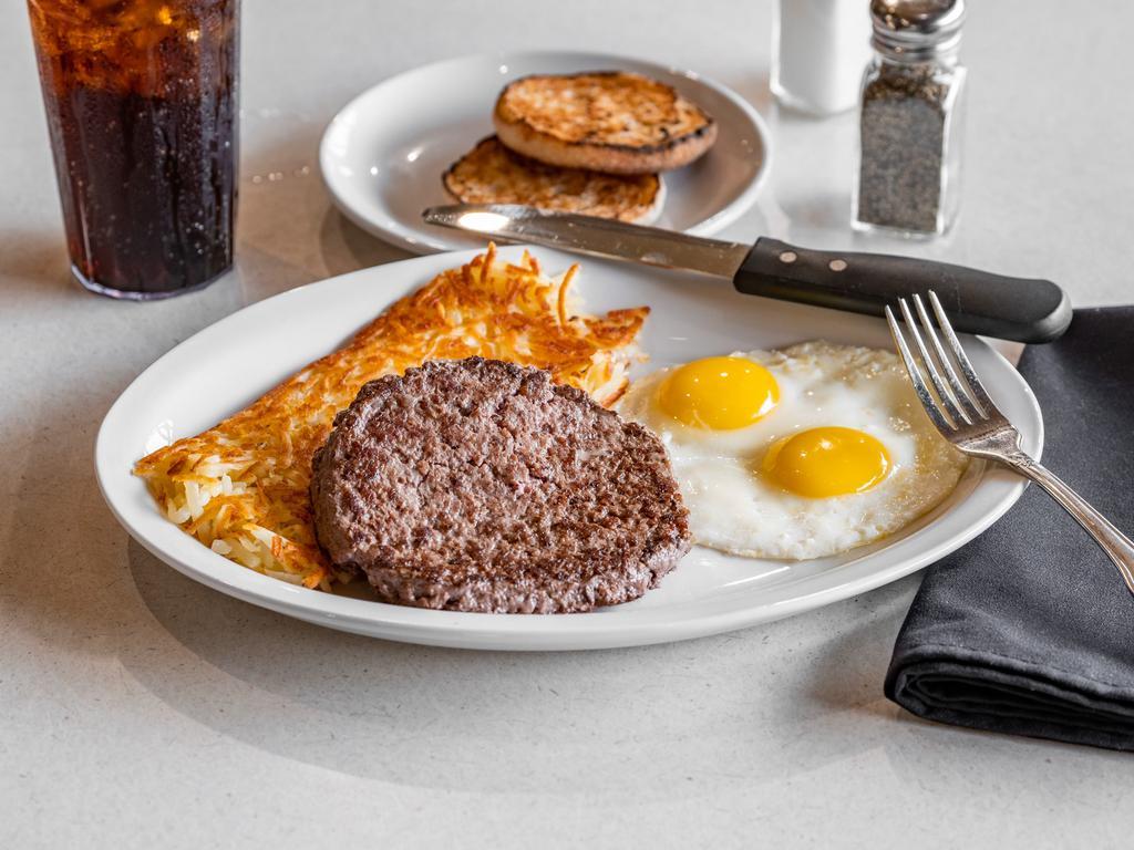 Bobtail Breakfast · 1/2 lb. ground sirloin with 2 eggs any style. Served with toast and hash browns.